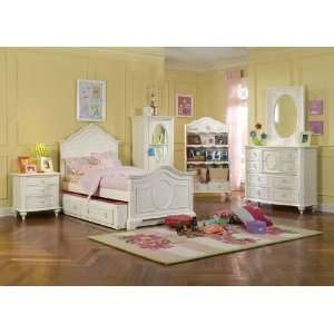   Twin Size Panel Bed w/ Trundle Pull Out Unit