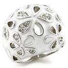   White Metal Ring with Clear Top Grade CZ Crystal   Size 5 10, 8