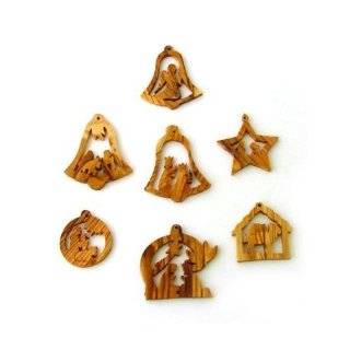 Olive Wood Complete 7 Piece Christmas Ornament Set. Nativity Story.