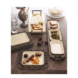  The GG Collection Metal Relish Tray w/Ceramic Inserts 