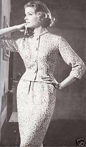 Vintage Ribbon Dress Suit Jacket Skirt Knitting PATTERN  