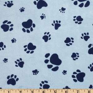  58 Wide Versailles Minky Paws Print Blue/Navy Fabric By 