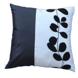   Imports Black And White Vine 18x18 Decorative Silk Throw Pillow Cover