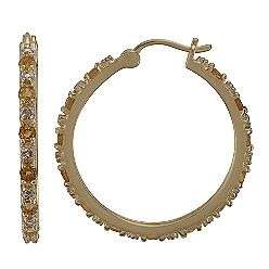 Citrine Diamond Hoop Earring in 14K Gold Over Sterling Silver