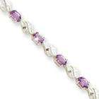 goldia Sterling Silver Amethyst and Diamond Bracelet