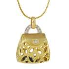   Gold Necklaces   18k Italian Yellow Gold Diamond Purse Pendant