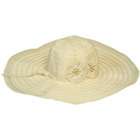 Jeanne Simmons Flat Tan Wide Brim Sun Hat With Black Ribbon Trim 