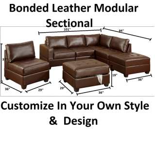 New Bonded Leather Modular Sectional Match 6 Pc Set Sofa Loveseat 