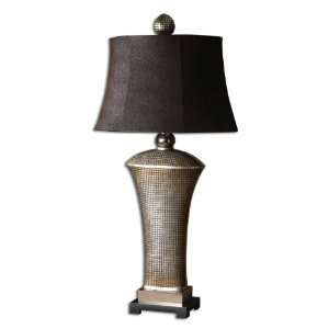 Uttermost 36.5 Inch Afton Table Lamp In Lightly Silver Champagne Leaf 