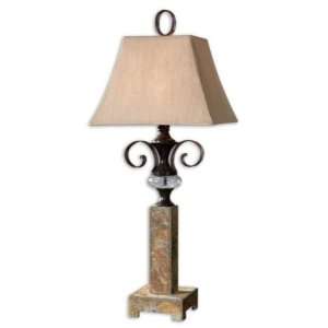  Slate Table Lamp with Crackled Glass Accent