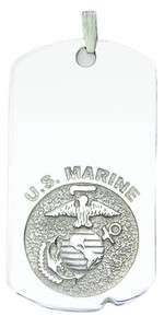   Silver, 10k or 14k Gold US Marine Corps Dog Tag Military Pendant Charm