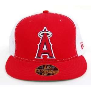MLB Anaheim Angels New Era 59Fifty Red White Fitted Trucker Hat Cap 
