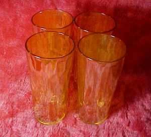 Vintage Carnival Glass Tumblers / Drinking Glasses, Older Pattern 
