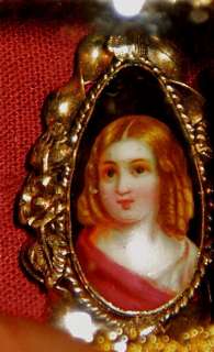 ANTIQUE MINIATURE PAINTING OF CHILD/DOLL GOLD PENDANT  