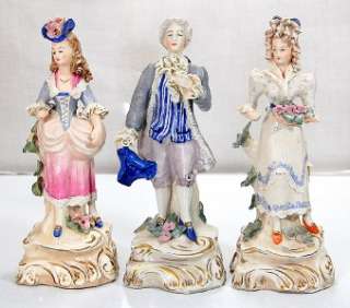 Lot (3) Cordey Lace Porcelain French Figurines 1942 58  