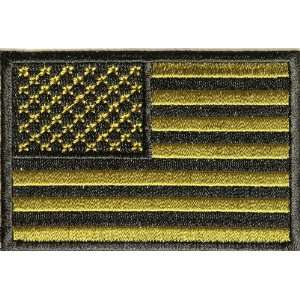 Subdued Green US Flag Patch, 3x2 inch, small embroidered iron on patch 