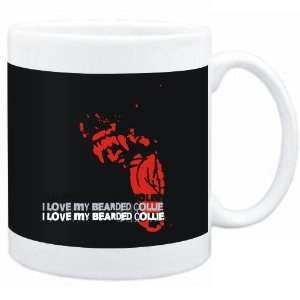    Mug Black  I love my Bearded Collie  Dogs