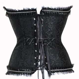 Sexy Boned Vintage Lace Up Corset Bustier + G String 8819 Size S~2XL 