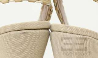 Azzedine Alaia Natural Canvas Open Toe Slingback Wedge Heels Size 40 