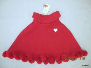 Gymboree Tiger Love Club Red Heart Sweater Cape 7 8 NWT  