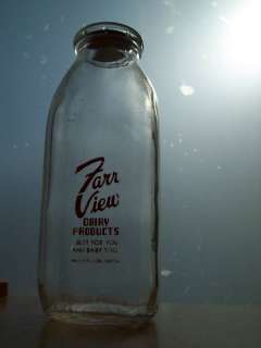 Vintage Milk Bottle FARR VIEW DAIRY MUSKEGON MICHIGAN  