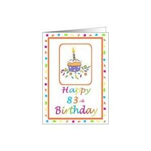  83 Years Old Lit Candle Cupcake Birthday Party Invitation 