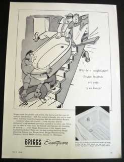 1948 Vintage Briggs Mfg, Detroit, Beautyware Bathtubs Illustrated 40s 