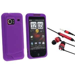  Red In Ear Stereo Headset with Dark Purple Silicone soft 