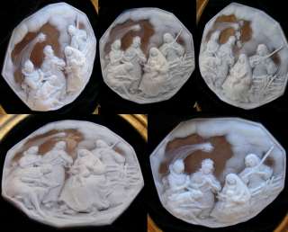 Shell Cameo Sardonyx Museum quality Nativity Scene  