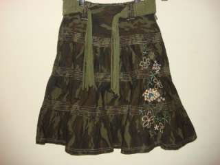 Pumpkin Patch girls camouflage skirt braied belt sz 6  