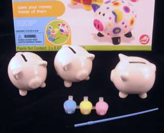 Paint Your Own 3 Little Pigs Piggy Banks Kids Family Craft Kit NEW 