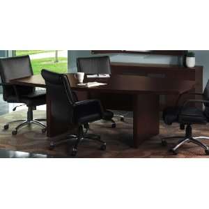   Boat Shaped Conference Table with Slab Base in Mocha