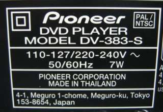 Pioneer DV 383 S Multi Volt DVD Player DV383S DV 383  