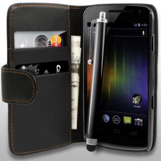 AIO Black Wallet Leather Case For Samsung Galaxy Nexus i9250 + Stylus 