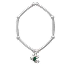  Mini Green Tree Frog Tube and Bead Charm Bracelet [Jewelry 