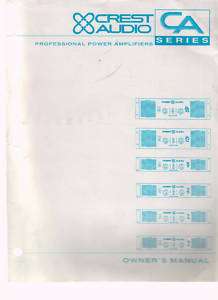 Crest Audio Series Professional Power Amplifiers Owners Manual  