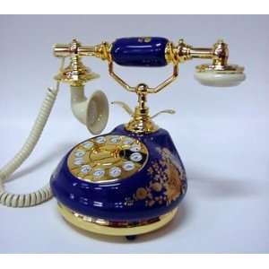   Cobalt Blue with Gold Roses French Style Telephone