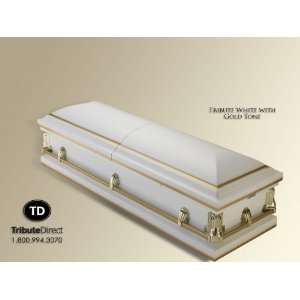  Tribute White with Gold Tone Casket 