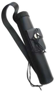 TRADITIONAL LEATHER BACK ARROW QUIVER AQ101A BLACK  