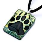 Pugster Dog Paw Print Murano Glass Pendant Necklace