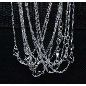  Sterling Silver Ripple Chain Necklace   1.5mm   16 