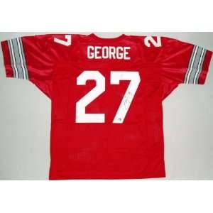 Eddie George Autographed Uniform   Red Custom