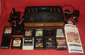 Atari 2600 VCS Woodgrain Console Six 6 Switcher System, 2 Controllers 