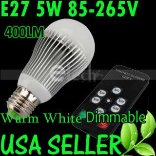   265V 400LM Warm White Dimmable LED Lamp Light Bulb With Remote Control