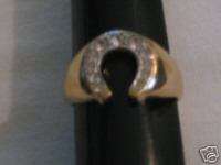 18k Gold Plated Mens/Boys Rhinestone Horseshoe Ring  