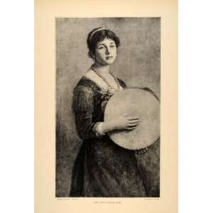  1896 George Butler Girl Tambourine Portrait Instrument 