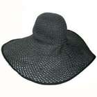   All Black 8 Wide Large Brim Straw Beach Sun Floppy Hat (H01072