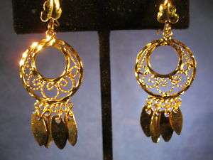Traditional Brass Filigree Earrings from Mexico  