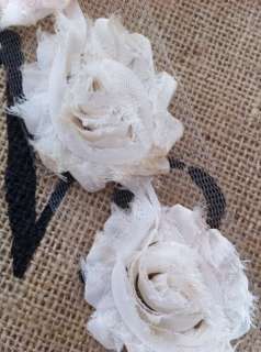 Aged Large Rose Organza & Tulle Trim~2 Yards~29 Roses~Vintage Shabby 