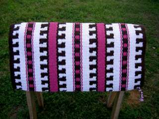 HORSE WOOL WESTERN SHOW TRAIL SADDLE BLANKET PAD BROWN PINK TACK RODEO 